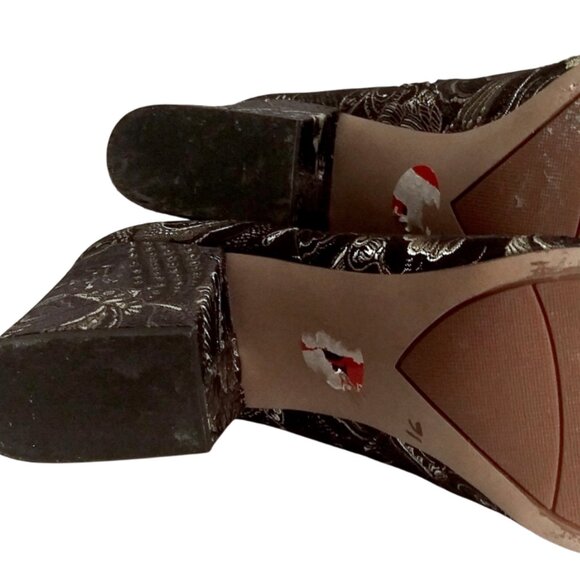 Ankle Boots, Size 10M Boot, Franco Sarto Black Gold Olympia Floral Ankle Boots - Picture 3 of 13